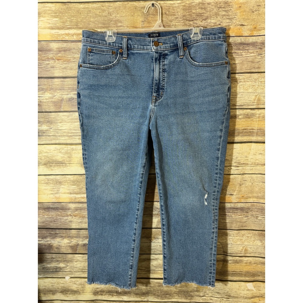 J.Crew Jeans Essential Straight Leg size 31 Petite Short Raw Frayed Hem‎ Crop - Picture 3 of 10